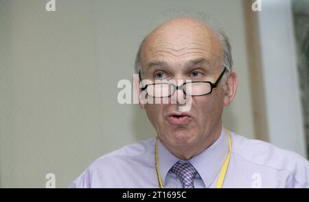 Vince Cable, ehemaliger stellvertretender Vorsitzender der Liberaldemokraten, sprach bei einer jährlichen Konferenz am 14. September 2008 in Bournemouth Stockfoto