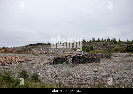 Kordeln aus Brennholz in St. Barbe, Neufundland & Labrador, Kanada Stockfoto