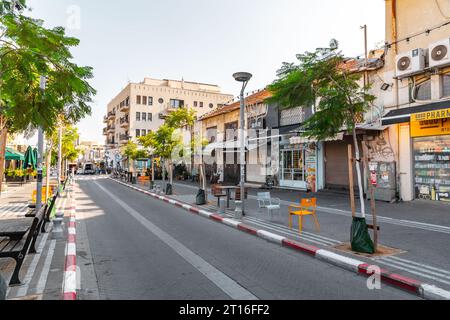 Jaffa, Israel - 10. Oktober 2023: Blick von den historischen Straßen von Jaffa, einer alten levantinischen Hafenstadt, die von den Kanaanitern gegründet wurde und heute Teil o ist Stockfoto