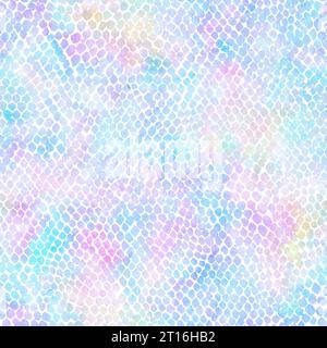Nahtloses Muster aus Schlangenhaut in Wasserfarben. Aquarell handbemalt, raibbow Schlangenhaut Tarnmuster Tiertextur. Grunge Reptil Hintergrund. Für fas drucken Stockfoto