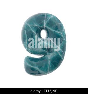 Risseiszahl 9 - 3D gefrorene Ziffer - geeignet für Natur-, Winter- oder Weihnachtsthemen Stockfoto