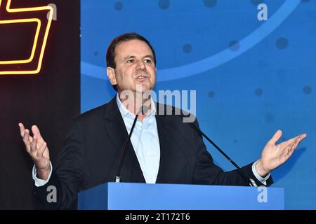 Rio de Janeiro, Brasilien, 25. September 2023. Eduardo Paes, Bürgermeister der Stadt Rio de Janeiro, fand im Rahmen DES FIDESDIENSTES 2023 im Windsor Hotel statt. Stockfoto
