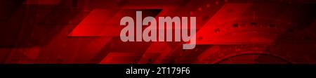 Dunkelrotes Design mit abstrakter Technologie und geometrischem Web-Header. Vektorhintergrund Stock Vektor