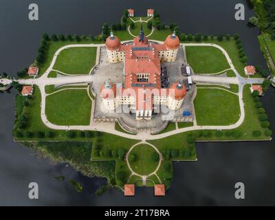 Blick auf das Schloss Moritzburg bei Dresden in Sachsen Stockfoto