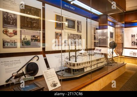 Historische Ausstellung der Mayo-Familie in der Mayo Clinic in Jacksonville, Florida. (USA) Stockfoto