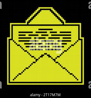 Lineares Symbol. Festlicher Umschlag mit leerem weißen Blatt Papier im Inneren. Grußkarten und Briefe für Weihnachten und Valentinstag. Einfach schwarz und wh Stock Vektor