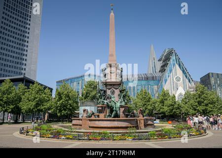 Mendebrunnen, Augustplatz, Leipzig, Sachsen, Deutschland Stockfoto