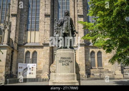 Denkmal Johann Sebastian Bach, Thomaskirche, Thomaskirchhof, Leipzig, Sachsen, Deutschland Stockfoto
