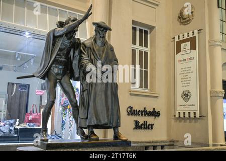 Statue Mephisto Dr. Faust, Auerbachs Keller, Mädlerpassage, Leipzig, Sachsen, Deutschland Stockfoto