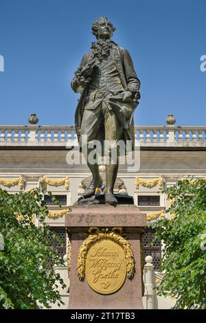 Denkmal Johann Wolfgang von Goethe, Naschmarkt, Leipzig, Sachsen, Deutschland Stockfoto