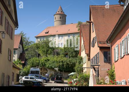 Altbauten und Grüner Turm, Altstadt, Dinkelsbühl, Franken, Bayern, Deutschland Stockfoto