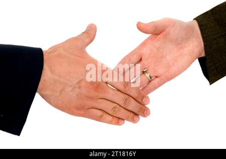 Handschlag zwischen Mann und Frau, Detailaufnahme, Stockfoto