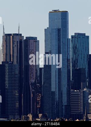 Melbourne Australien / die Skyline von Melbourne City bei Sonnenlicht am frühen Morgen. Stockfoto