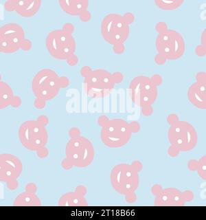 Niedliches nahtloses romantisches Teddybärmuster mit himmelblauem Hintergrund Stock Vektor
