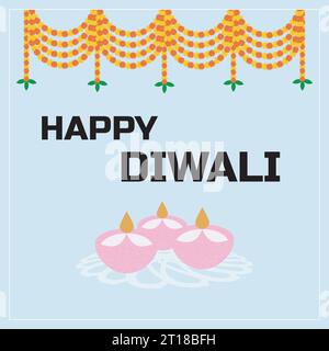 Happy diwali Social Media Vorlage mit Lampe und Ringelblumendekoration Stock Vektor