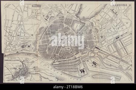 Stadtplan VON HAMBURG. Deutschland. BRADSHAW C1899 alt Stockfoto