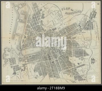 MARSEILLE Stadtplan mit antikem Stadtplan. Frankreich. BRADSHAW C1899 alt Stockfoto