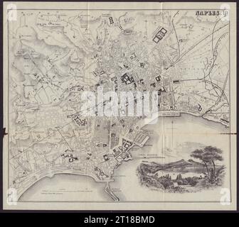 NEAPEL NAPOLI antiker Stadtplan. Italien. BRADSHAW C1899 alt Stockfoto