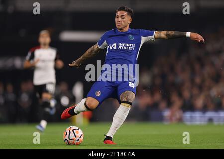 Enzo Fernandez von Chelsea - Fulham V Chelsea, Premier League, Craven Cottage, London, Großbritannien - 2. Oktober 2023 nur redaktionelle Verwendung - DataCo-Beschränkungen gelten Stockfoto