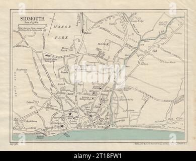 SIDMOUTH Stadtplan. Devon. WARD LOCK 1935 alte Karte Stockfoto