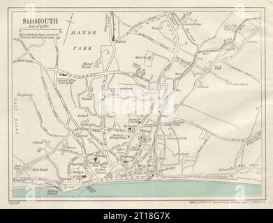 SIDMOUTH Stadtplan. Devon. WARD LOCK 1929 alte Karte Stockfoto