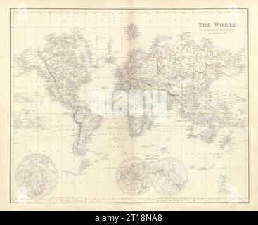 Die Welt auf Mercators Projektion. SWANSTON 1860 alte antike Karte Plan Chart Stockfoto