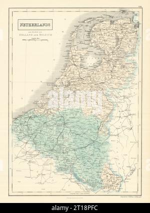 "Niederlande, jetzt aufgeteilt in Holland und Belgien". Benelux. SIDNEY HALL 1854 Karte Stockfoto