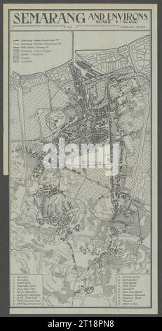 Semarang und Umgebung. Stadtplan. Java, Indonesien. VAN STOCKUM 1930 alte Karte Stockfoto