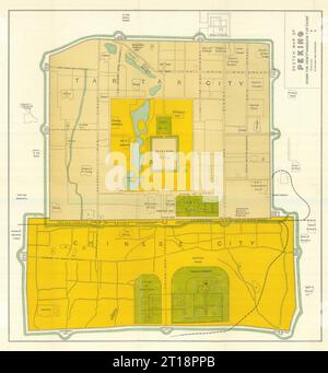 Stadtplan von Peking von Carl Crow. Peking China 1921 alte antike Karte Stockfoto