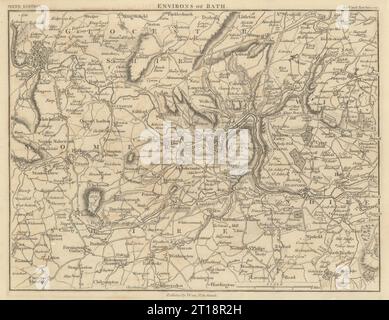 Die UMGEBUNG DES BADES von John CARY. South Cotswolds Bristol Bradford-on-Avon 1815 Karte Stockfoto