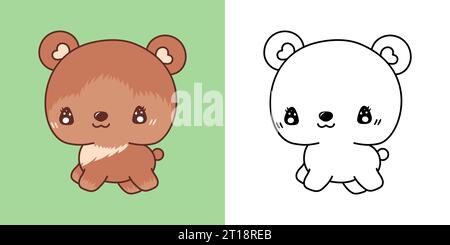 Niedliche IsolatedBear Clipart Illustration und Schwarz-weiß. Lustiges Isoliertes Waldtier. Stock Vektor