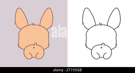 Clipart isoliert Bunny mehrfarbig und Schwarz und weiß. Niedlicher Cartoon Hase Stock Vektor