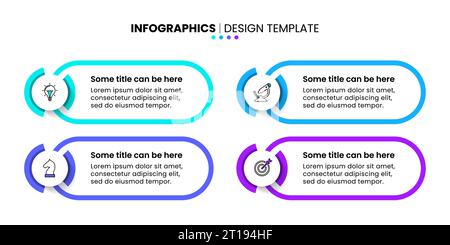 Infografik-Vorlage mit Symbolen und 4 Optionen oder Schritten. Banner. Kann für Workflow-Layout, Diagramm, webdesign verwendet werden. Vektorgrafik Stock Vektor