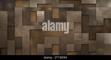 Kupfer-Bronze-Messing, rostige alte Goldstruktur, Wand innen, Metall-Stahl-Oberfläche, Dekorationshintergrund Stockfoto