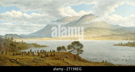 John Glover - Mount Wellington und Hobart Town ab KangarooPoint -1834 Stockfoto