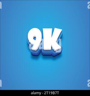 Vektor-3D 9K-Text auf blauem Schwarzgrund. Stock Vektor