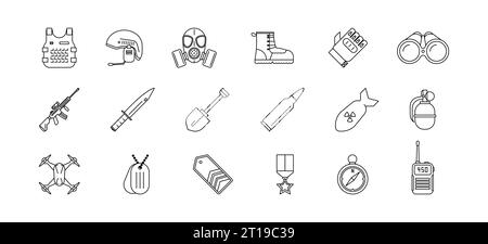 Einfache Symbole für Militär und Armee. Kriegs-Symbol, Munition isolierte Symbol. Vektorabbildung Stock Vektor