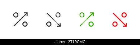 Prozentsatz mit Pfeilsymbol gesetzt. Piktogramm nach oben und unten. Vektor-isolierte Abbildung Stock Vektor