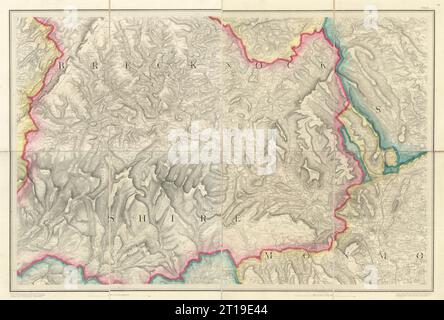 OS #42 Brecon Beacons & Black Mountains. Hay Abergavenny Crickhowell 1832 Karte Stockfoto