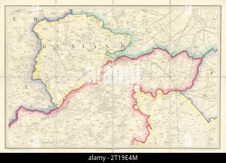 OS #64 Rockingham Forest, Fens & Rutland. Karte Oakham Peterborough Stamford 1824 Stockfoto