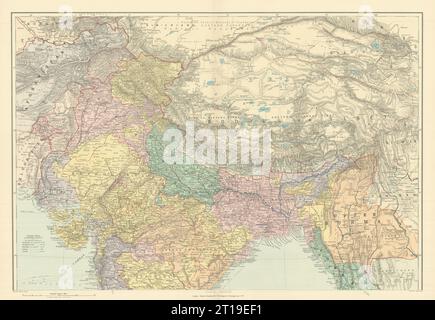 Indien, Norden. Tibet Bodyul Himalaya Baluchistan Burma 51x72cm STANFORD 1894 Karte Stockfoto
