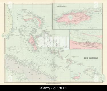 Bahamas. Turks & Caicos. Neue Providence. Nassau-Plan. 53 x 67 cm. STANFORD 1894 Karte Stockfoto