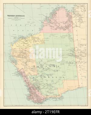 Westaustralien. Bezirke. Routen für Entdecker. Große STANFORD 1894 Karte (66 x 55 cm) Stockfoto