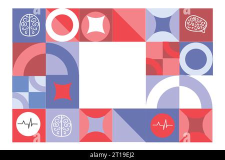 Hirngesundheitsmedizinische Hintergründe im bauhaus-Stil Stock Vektor