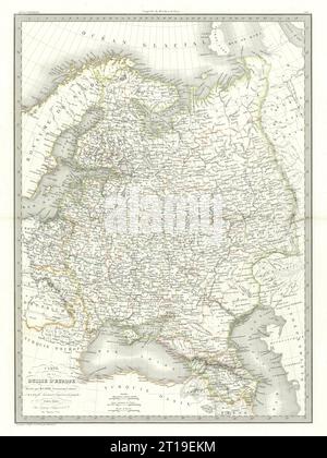 Carte de la Russie d'Europe. Russland in Europa. Ukraine Kaukasus. LAPIE 1830 MAP Stockfoto