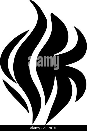 Eine Reihe von Piktogrammen zeigt Symbole zum Thema Feuer. Das Bild zeigt helle flammende Piktogramme, die Feuer und seine Eigenschaften symbolisieren - c Stock Vektor