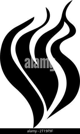 Eine Reihe von Piktogrammen zeigt Symbole zum Thema Feuer. Das Bild zeigt helle flammende Piktogramme, die Feuer und seine Eigenschaften symbolisieren - c Stock Vektor