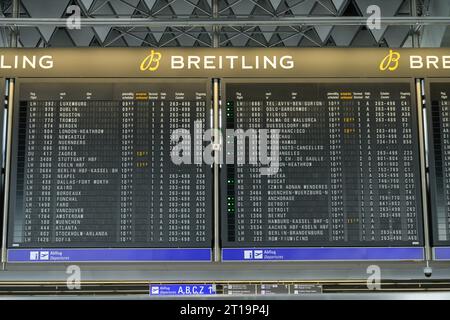 Anzeigetafel, Terminal 1, Flughafen, Frankfurt am Main, Hessen, Deutschland Stockfoto