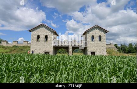 Rekonstruierung Römerkastell Pfünz, Altmühltal, Bayern, Deutschland Stockfoto