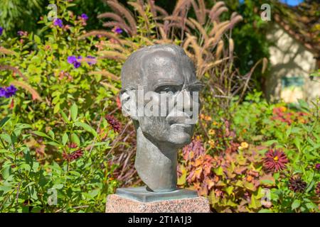 Bronzebüste Lennart Bernadotte, Insel Mainau, Baden-Württemberg, Deutschland Stockfoto